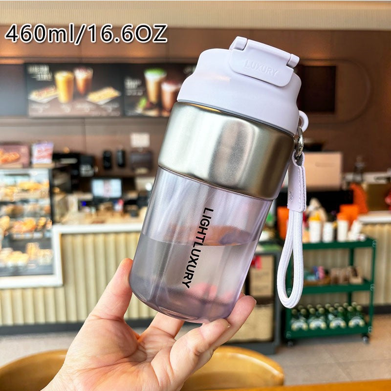 Damen isolierte Trinkflasche mit rutschfestem Silikonring und integriertem Strohhalm Brehn