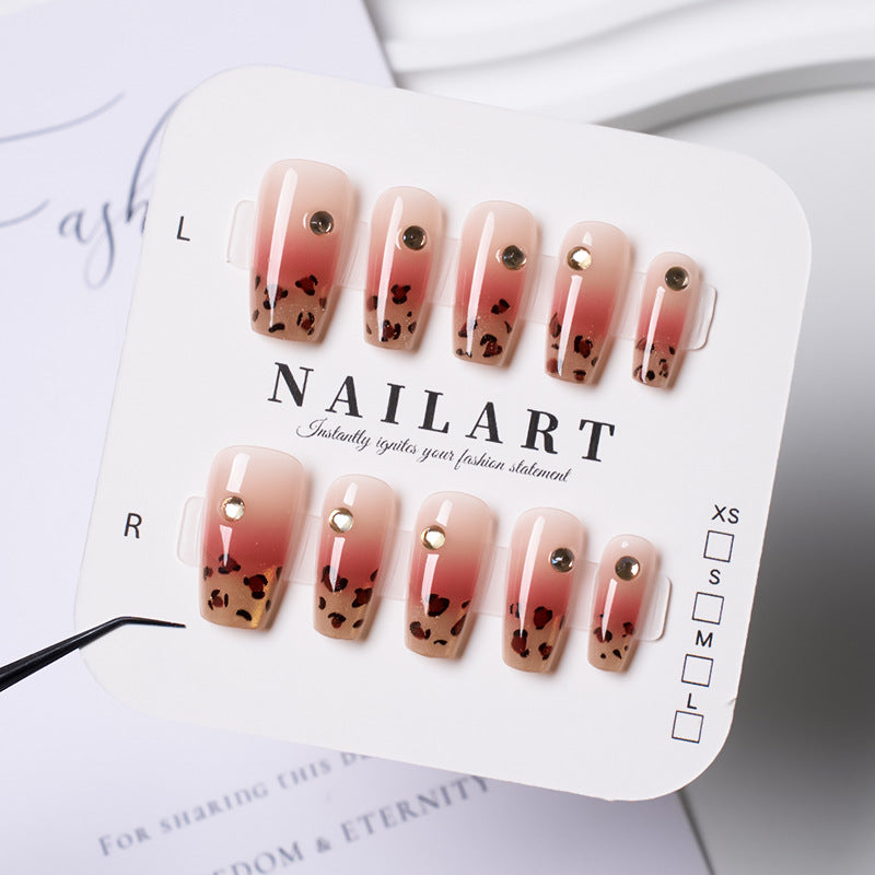Künstlerische Ombre Leopard-Print Press-On Nägel Brehn