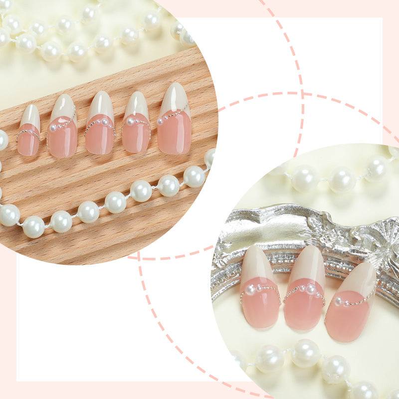 Elegante Ombre Press-On Fingernägel Set mit Perlenakzenten Brehn