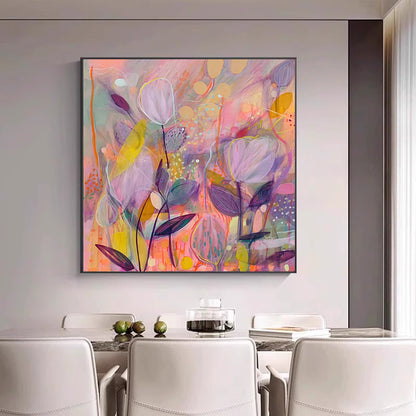 Bunte florale Leinwandkunst