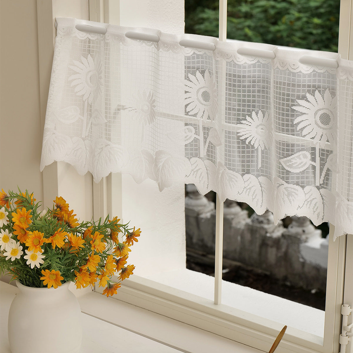 Elegante florale Spitzenfenster Vorhang Set