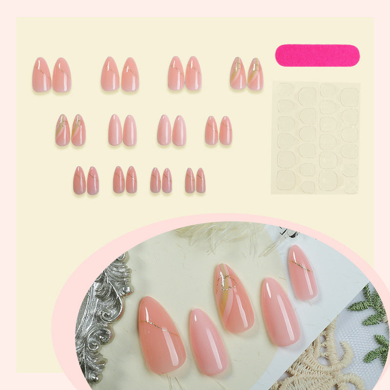 Elegantes Press-On-Nagelset mit Goldfolie-Akzenten Brehn