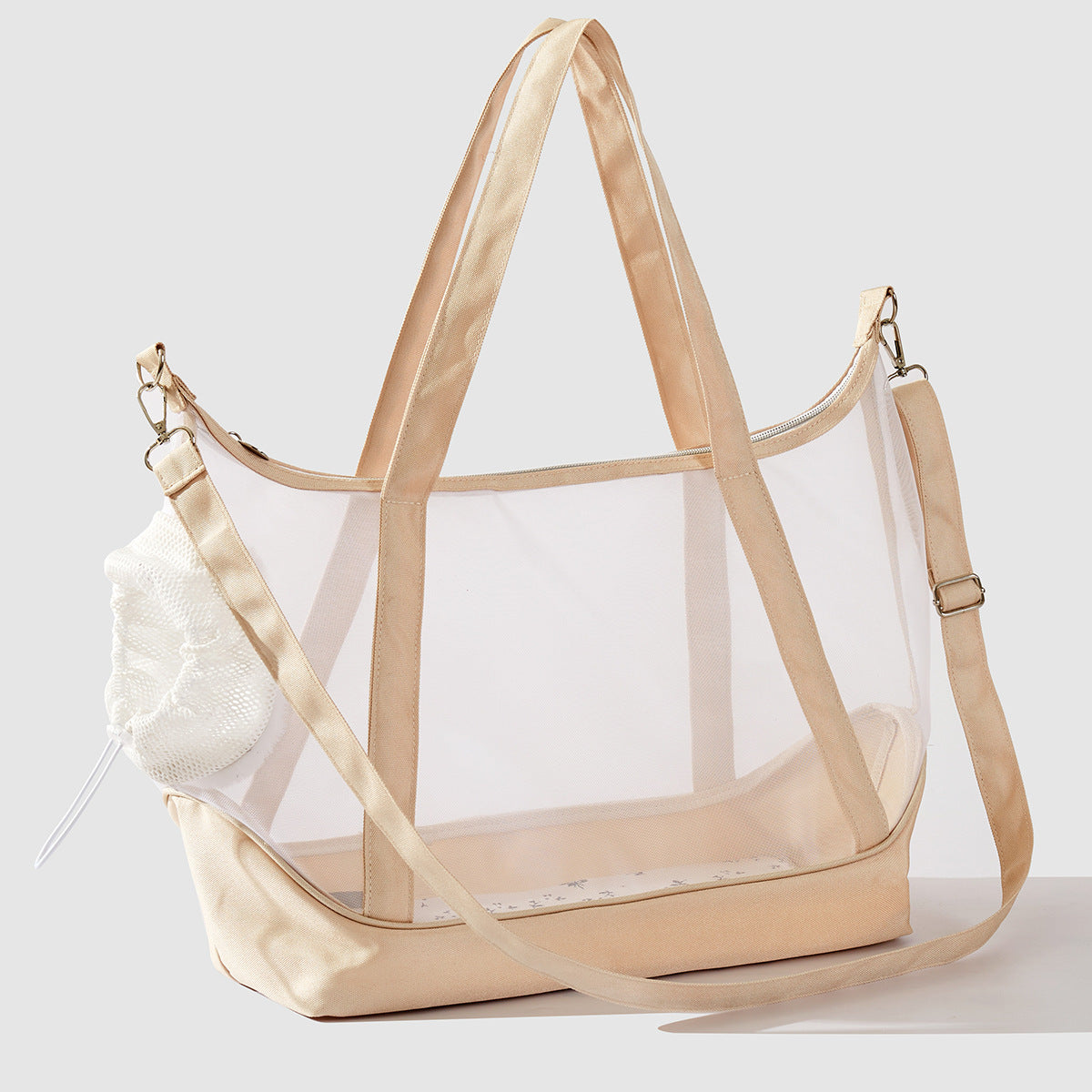 Damen transparente Strandtasche mit robusten Henkel und praktischem Innenfach Brehn