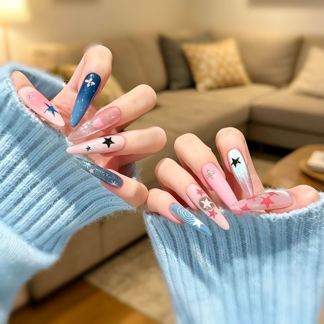 Künstlerische Lange Stiletto-Nagelverzierungen Brehn