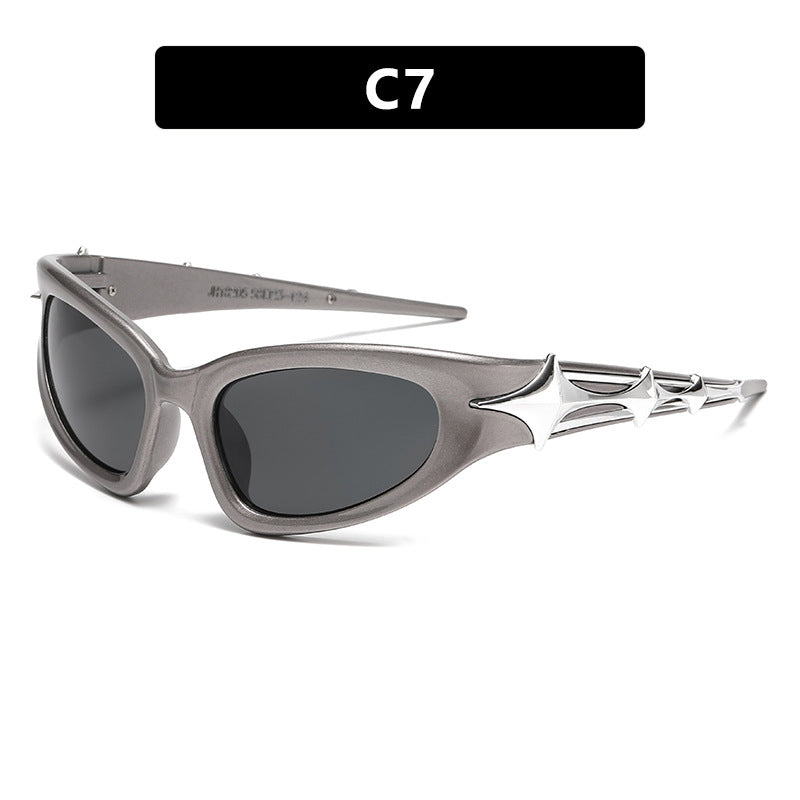 Damen futuristische Sonnenbrille mit einzigartigem Sternedesign Brehn