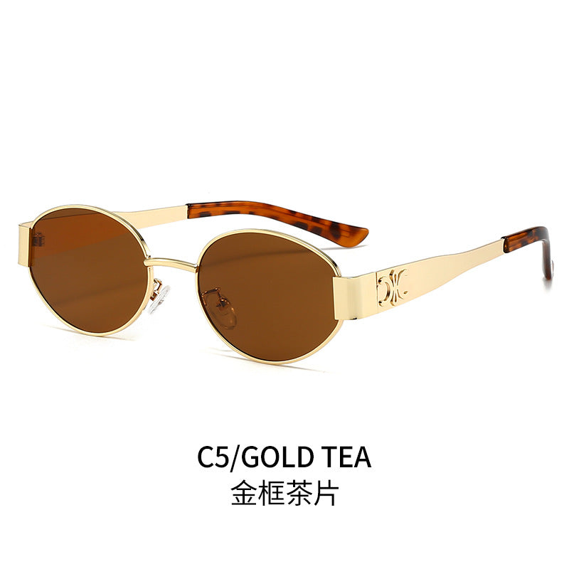 Damen Designer-Sonnenbrille mit elegantem ovalem Rahmen und einzigartigen Akzenten Brehn