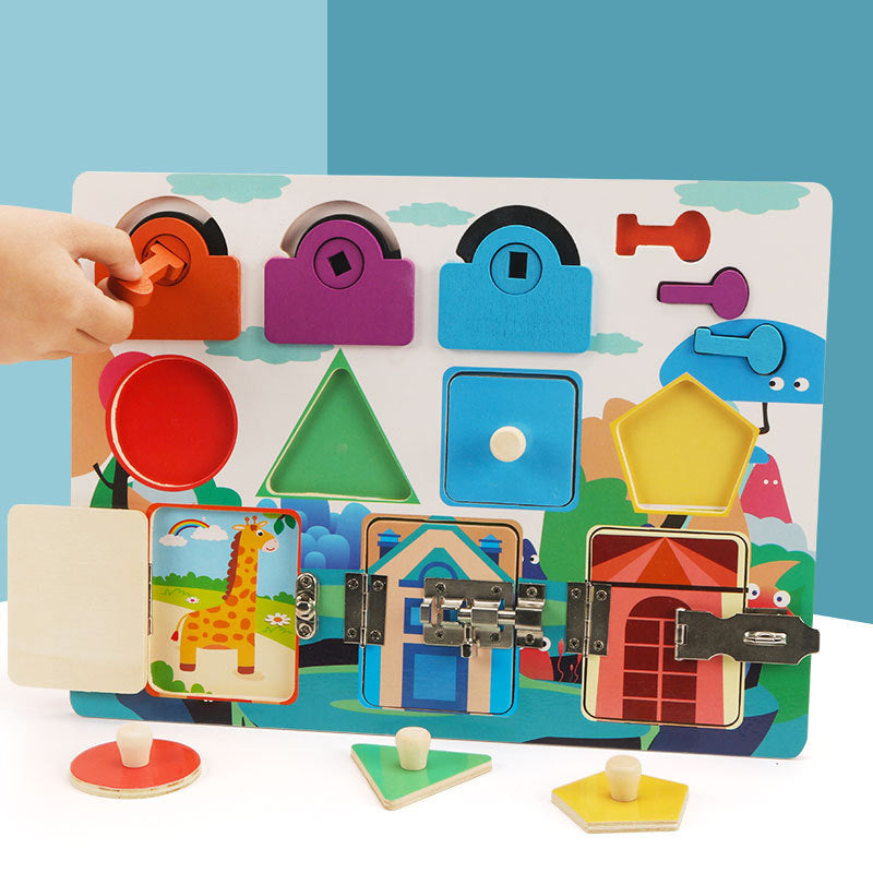 Brehn | Montessori Busy Board Puzzle – Frühe Bildung Schlüssel Schloss Spielzeug zum Entriegeln für Jungen und Mädchen