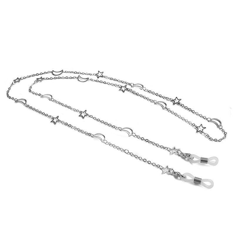 Modische Brillenhalterkette mit Stern- und Mondmotiven Brehn