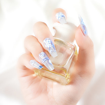 Künstlerisches florales langes Press-On-Nagel-Set Brehn