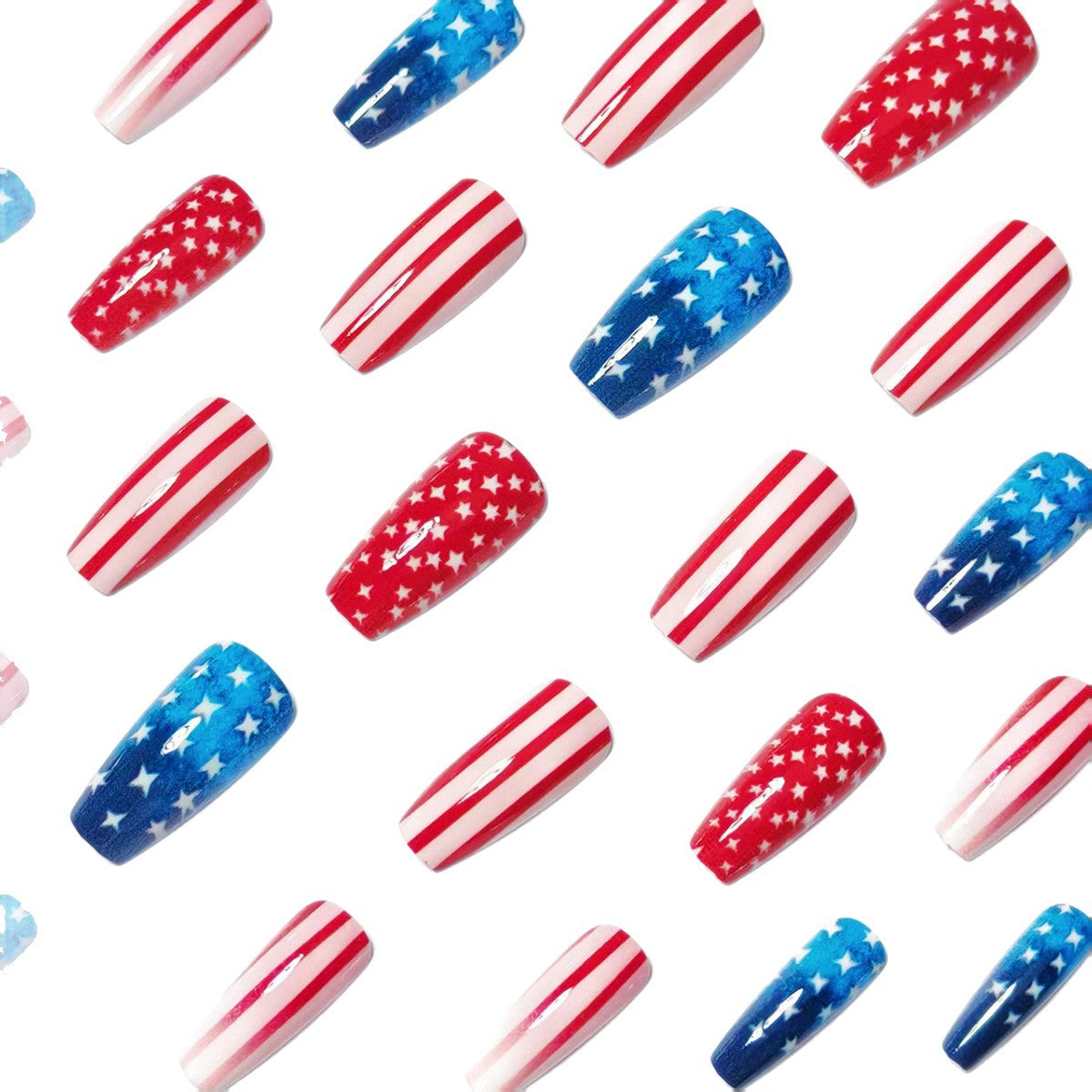 Kunstnägel Im Patriotischen Sternen- und Streifen-Design Brehn