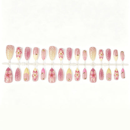 Dekoratives blumenverziertes Press-On-Nagelset