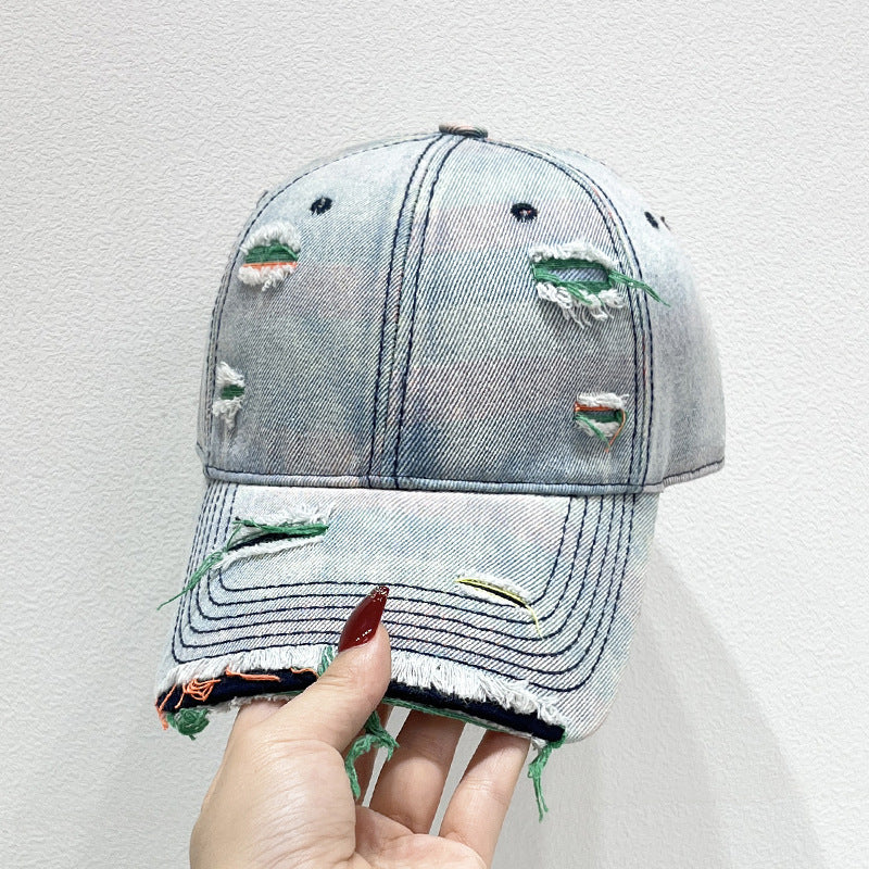 Damen Zerrissene Denim Baseball Cap Brehn 1784084142