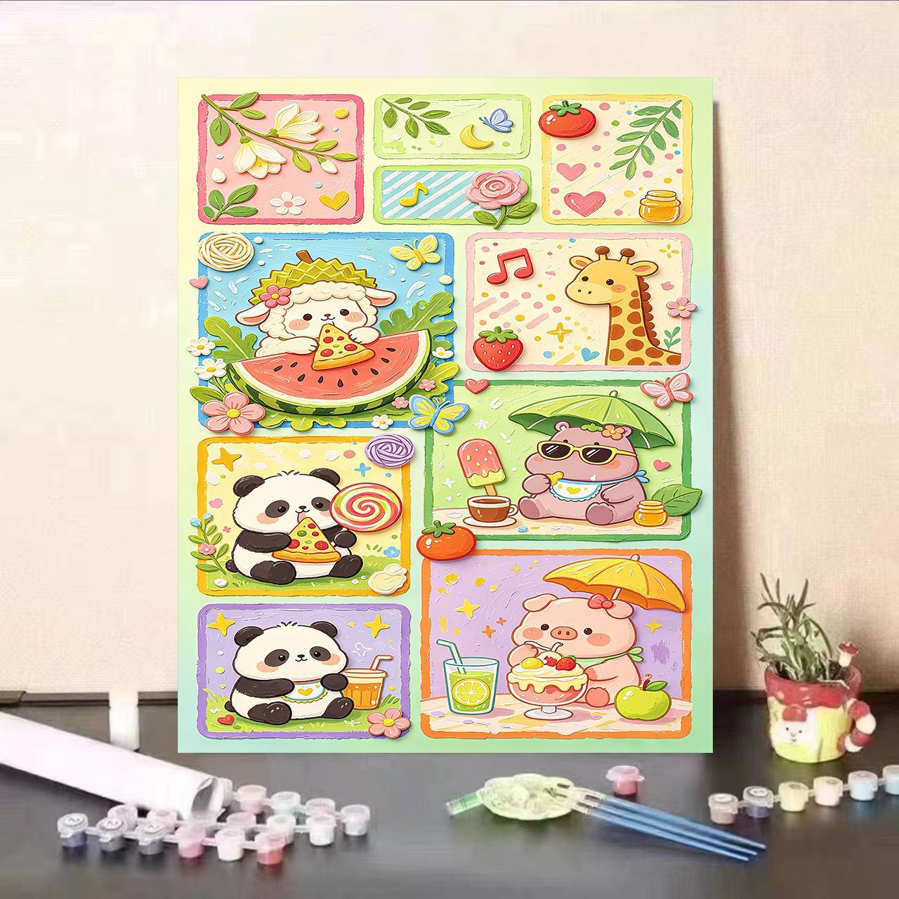 Buntes tierisches DIY Malen nach Zahlen Set Brehn