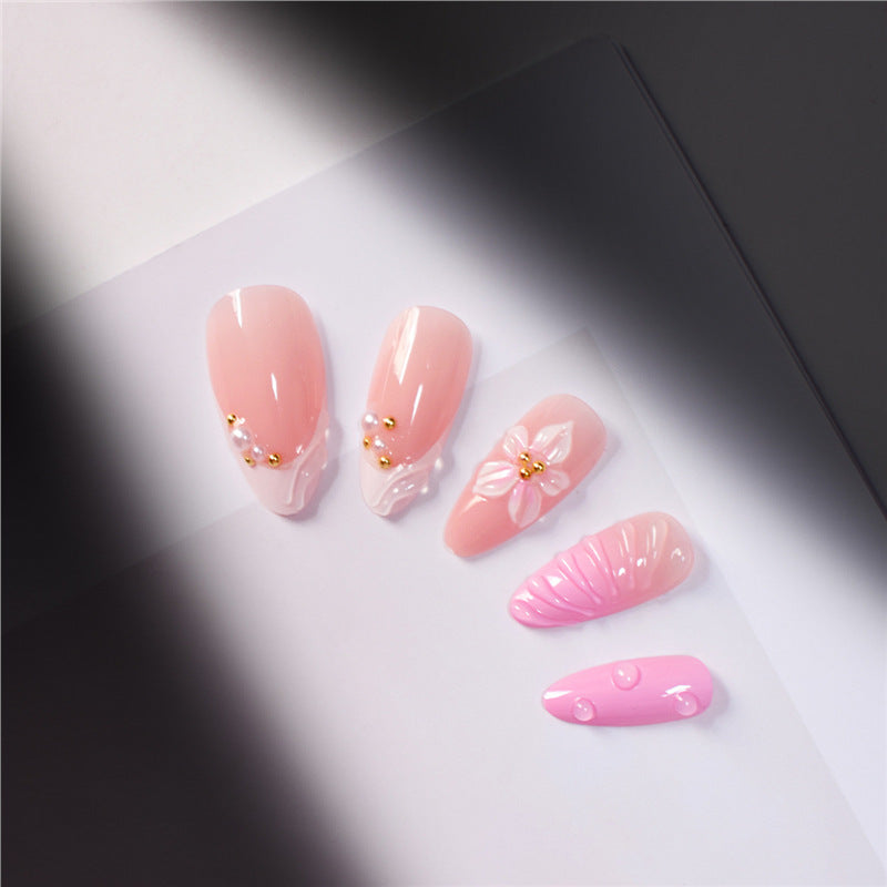 Künstlerisches 3D Blumen Press-On Nagelset Brehn