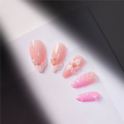 Künstlerisches 3D Blumen Press-On Nagelset Brehn