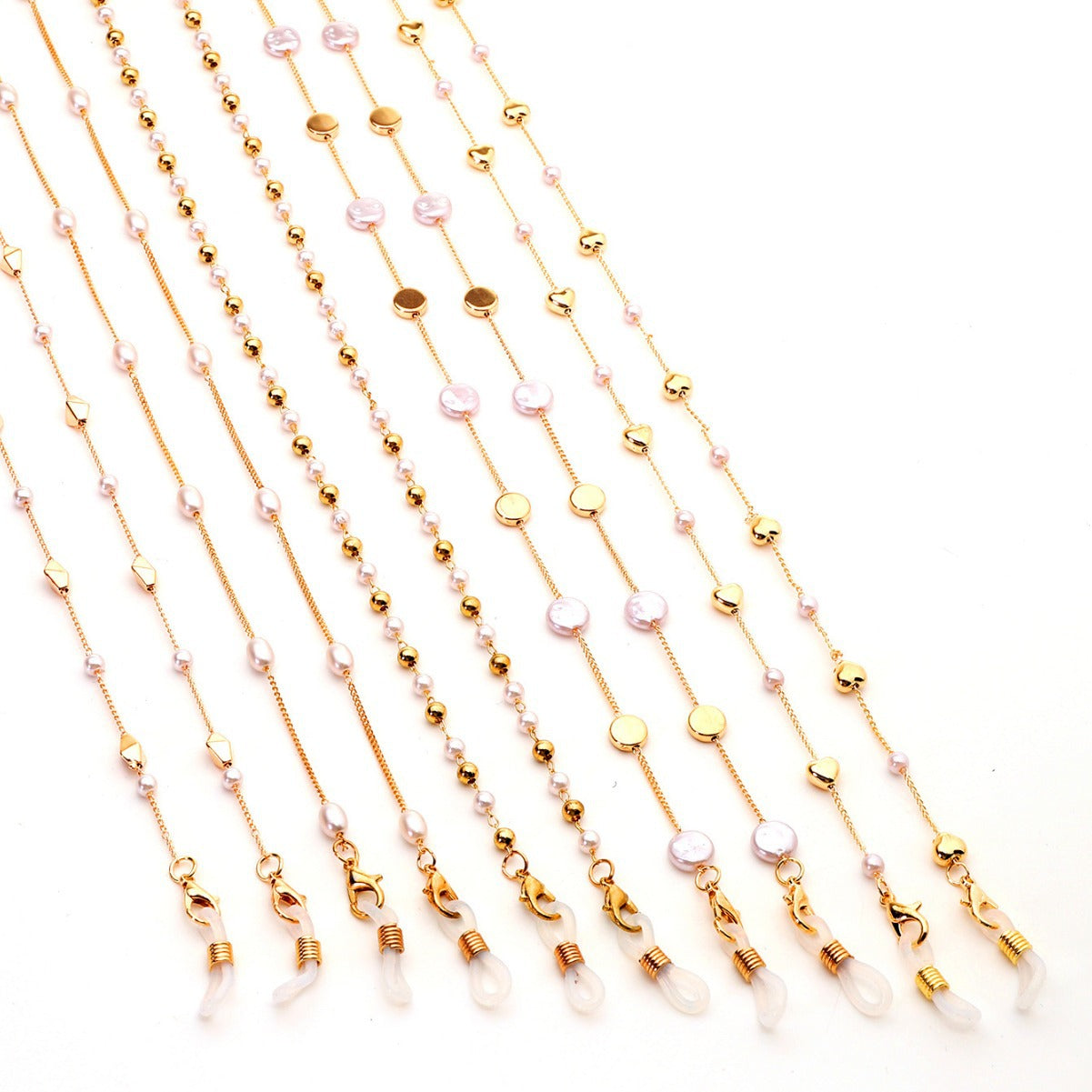 Eleganter herzförmiger Perlenkette Brillenhalter Brehn