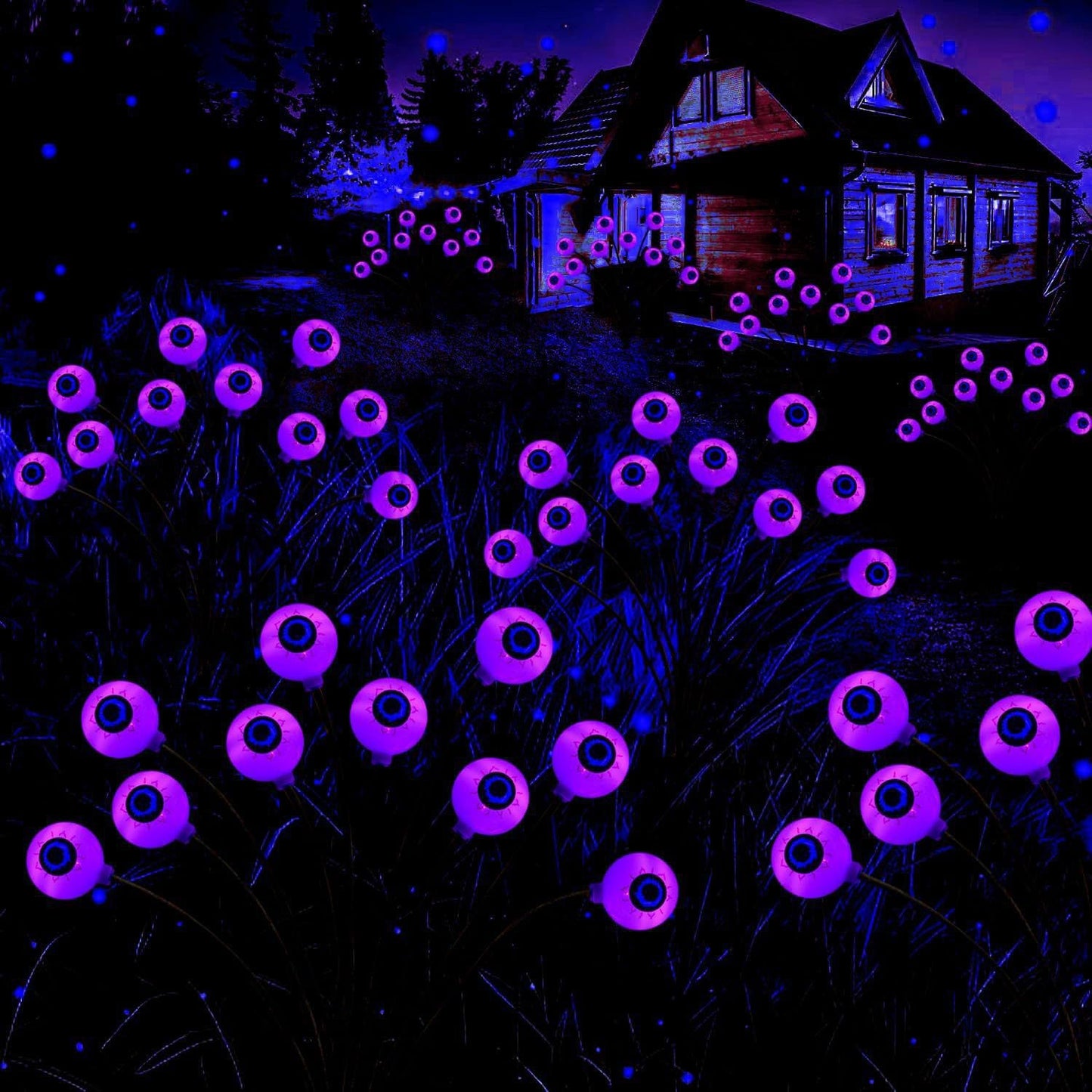 Glühende Augenball-Gartenstecker-Set mit Solar-LED und flexiblen Stielen Brehn