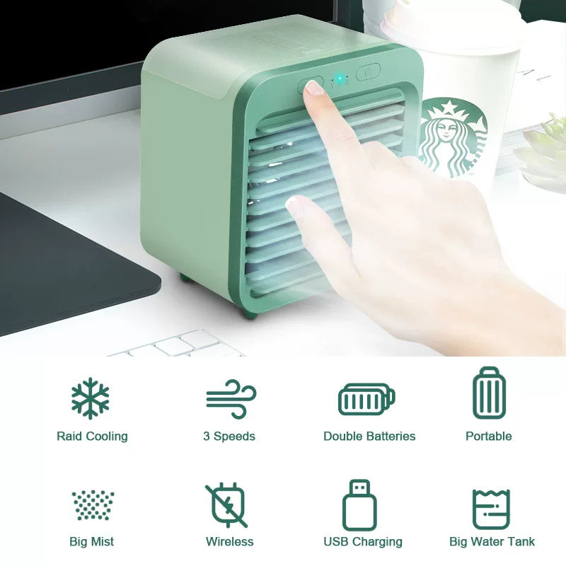 Unisex Einheitsgröße ultra-kompakter persönlicher Mikroklima-Kühlerwürfel für den Schreibtisch mit nachfüllbarem Wassertank verstellbaren Luftleitlamellen flüsterleiser USB-betriebener Ventilator Brehn