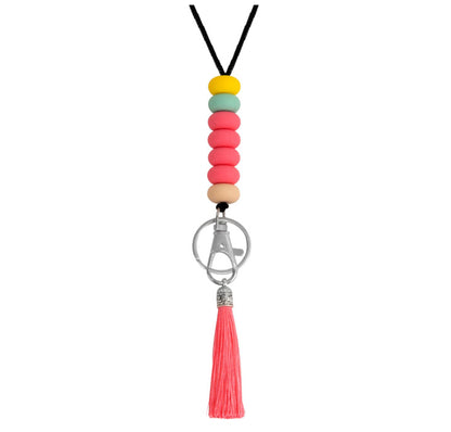 Bunter Perlen-Schlüsselanhänger Lanyard mit Quaste Brehn