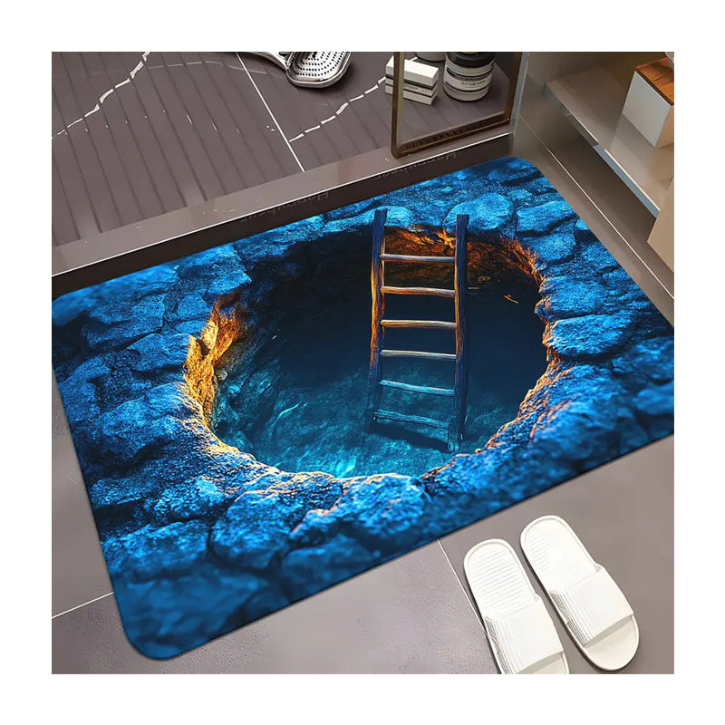3D-Ziegelmuster-Optische Illusion Badematte Brehn