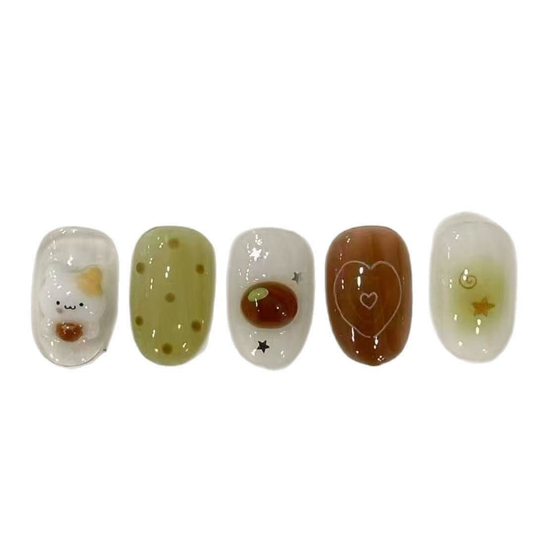 Verspielt Hase-Themen Press-On Nagelkunst Set Brehn