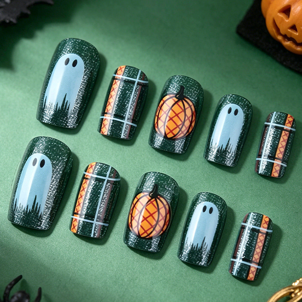 Pumpkin-Themen Press-On Nagelkunst Set Brehn