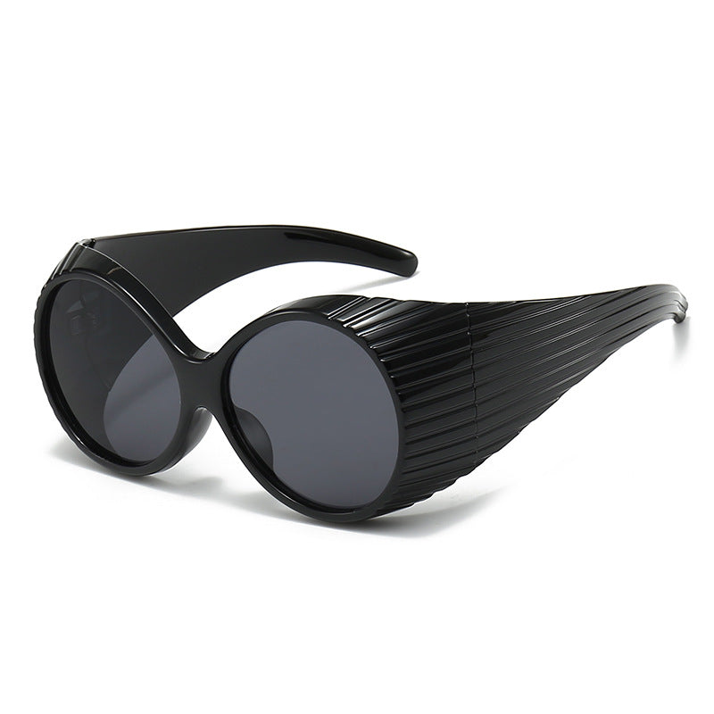 Damen Oversized Cat-Eye Sonnenbrille mit stilvollem, strukturiertem Rahmen Brehn