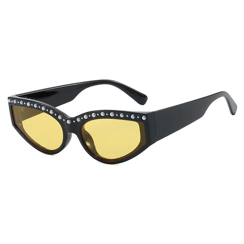 Damen Cat-Eye Sonnenbrille mit funkelndem Strassbesatz und animalischem Muster Brehn
