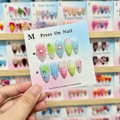 Künstlerisches handgefertigtes Press-On Nagelset