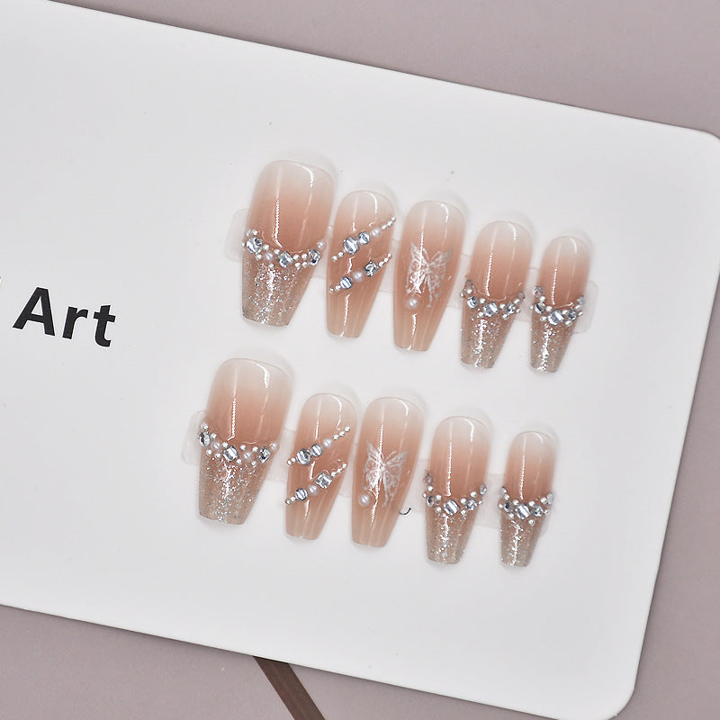 Elegante Kristall-verzierte Druck-Nagelkunst Brehn