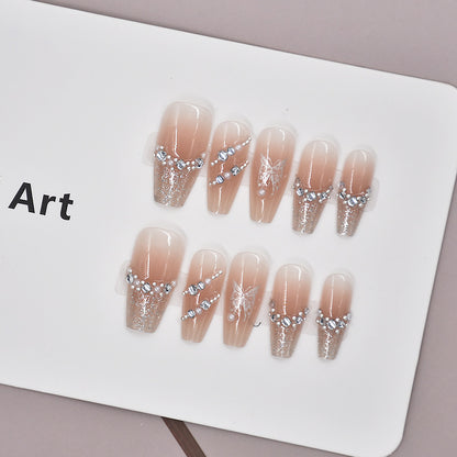 Elegante Kristall-verzierte Druck-Nagelkunst Brehn