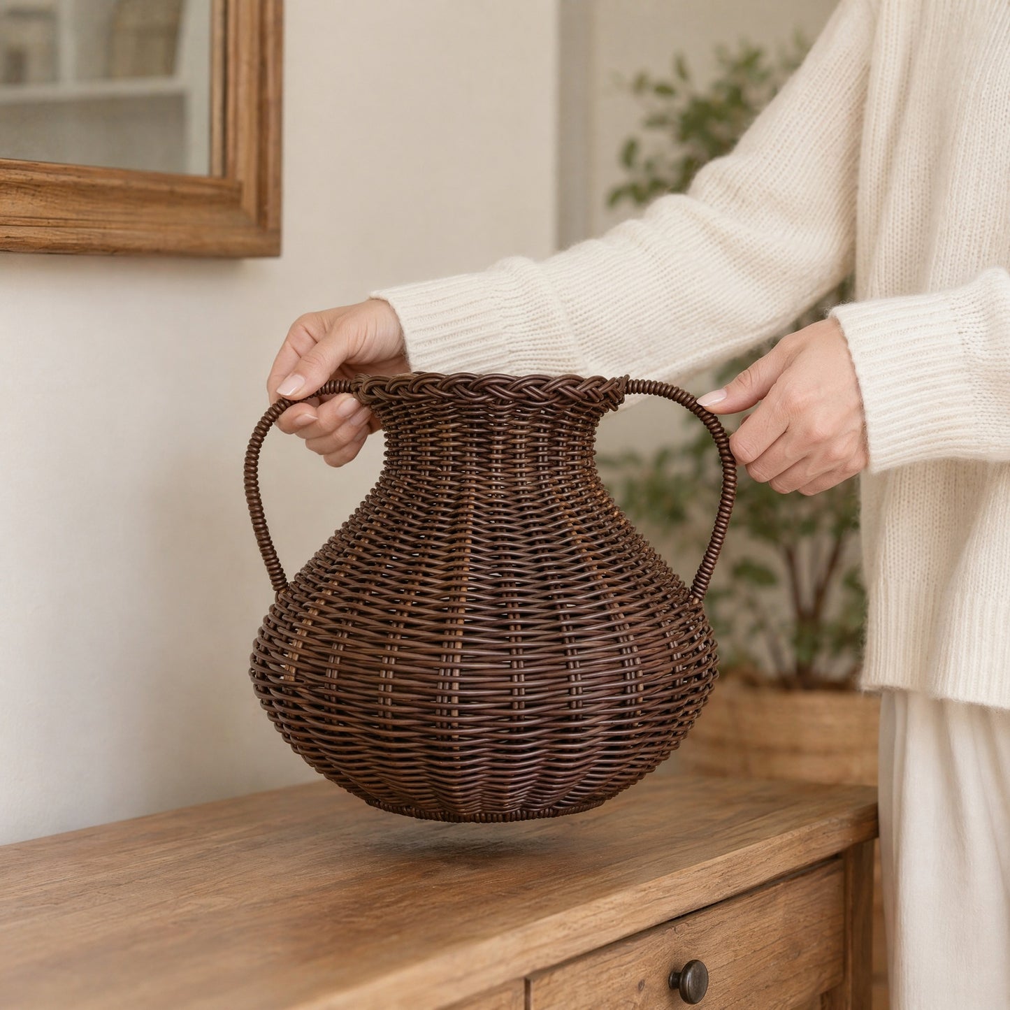 Deko-Vase Aus Rattan Brehn