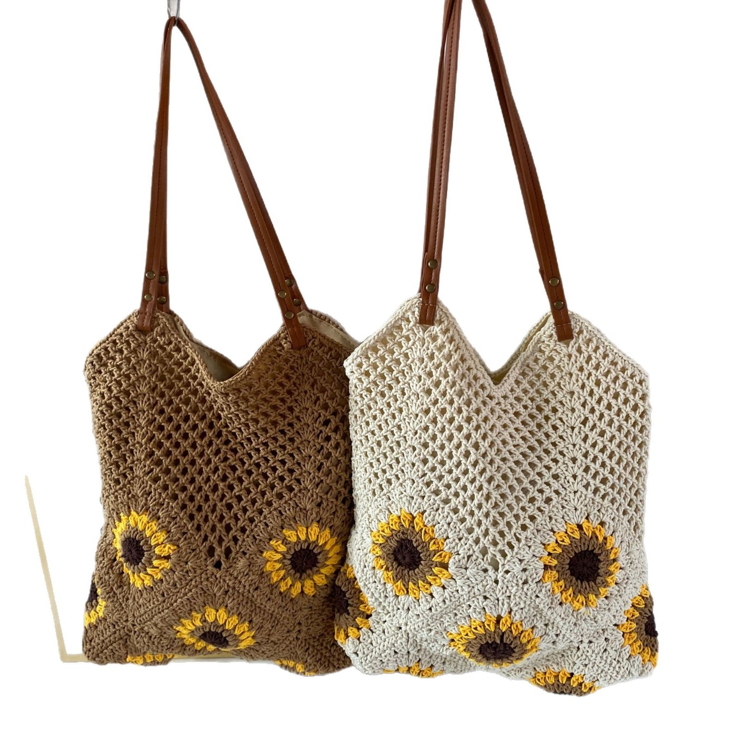 Handgearbeitete Makramee-Tasche mit Einzigartigem Sonnenblumenmuster Brehn