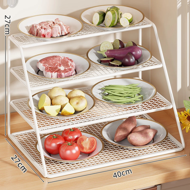 Vierstufiger Mesh-Küchenarbeitsplatten-Organizer-Rack
