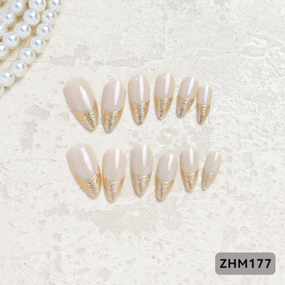 Künstlerisches Press-On-Nagelset mit Kirschblütenmuster Brehn