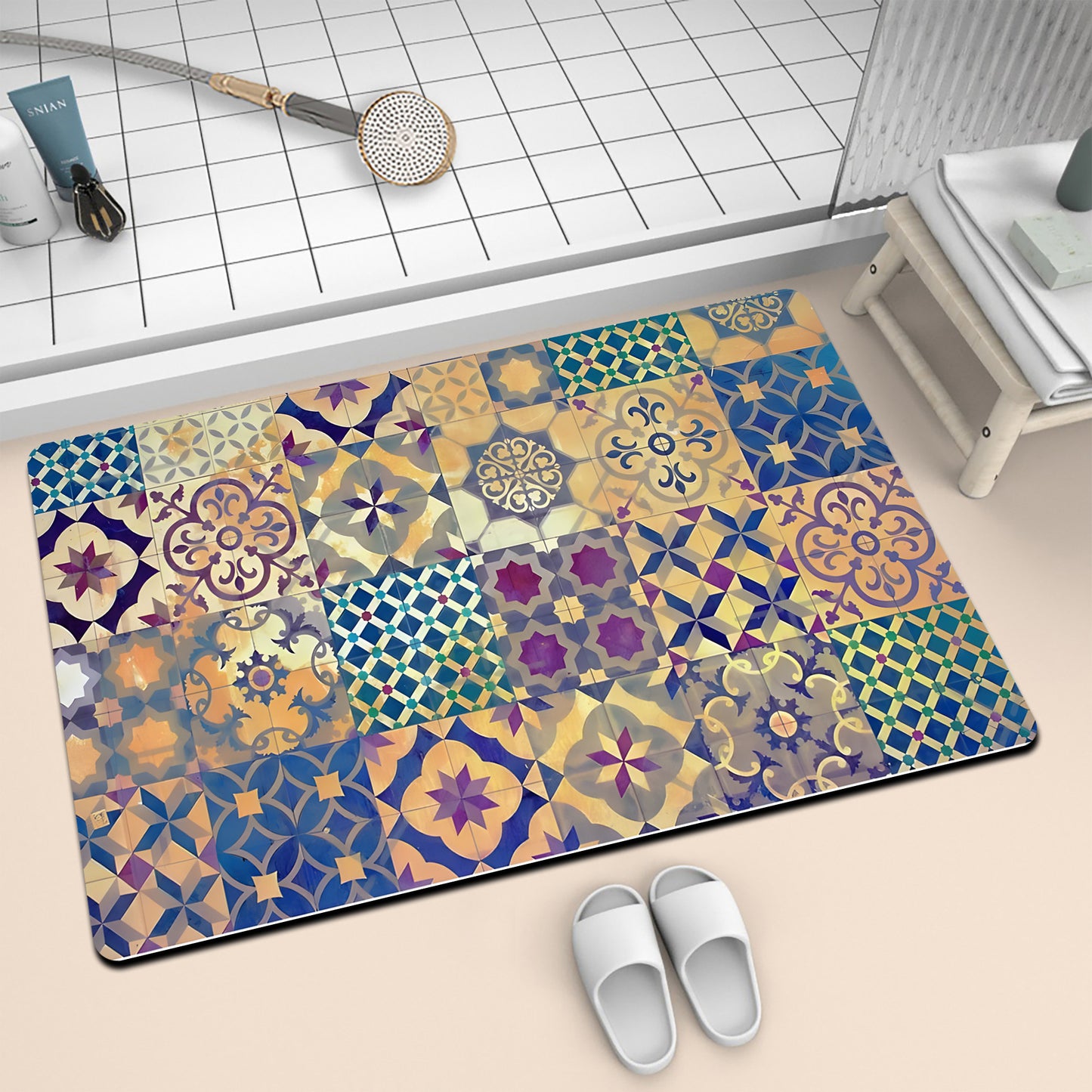 Bunte geometrische Muster Badmatte Brehn