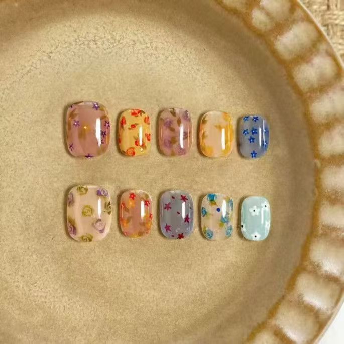 Künstlerisches Kaffee-inspiriertes Press-On Nagelkunst Set Brehn