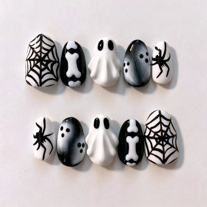 Gothic Halloween-Themen Press-On Nagelkunst Set