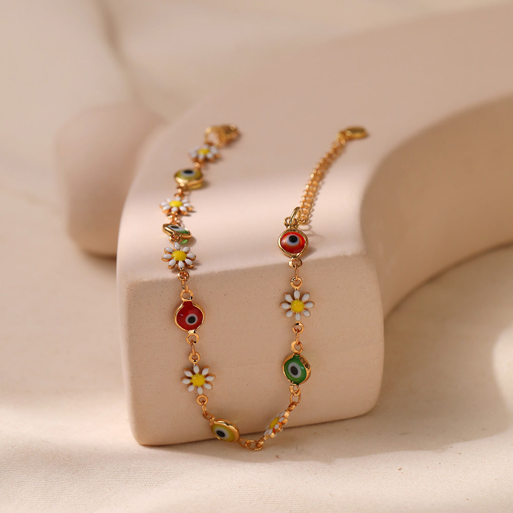 Floral Evil Eye Charm Fußkette Brehn
