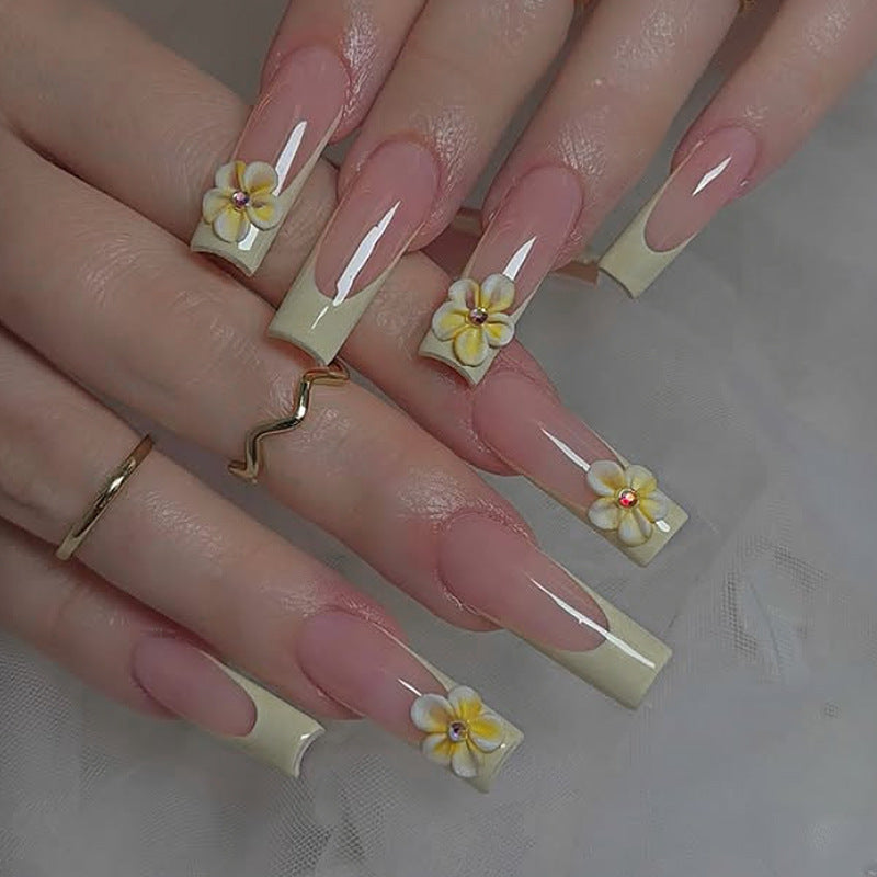 Künstlerisches Floral Press-On Nägel Set Brehn