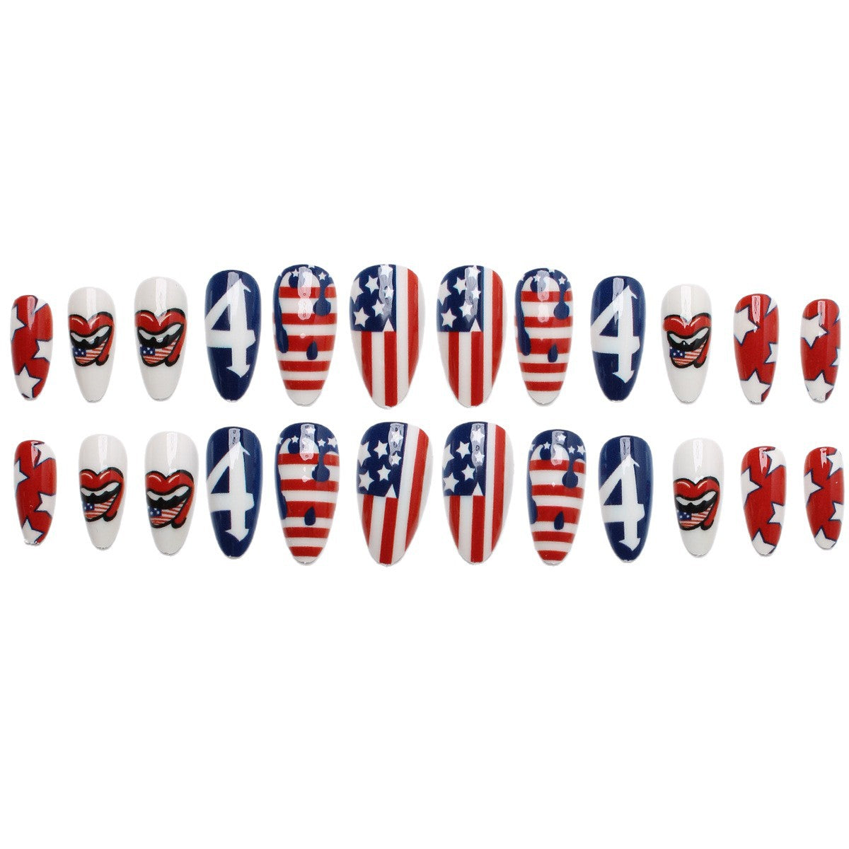Kunstnägel mit kreativem patriotischen Design Brehn