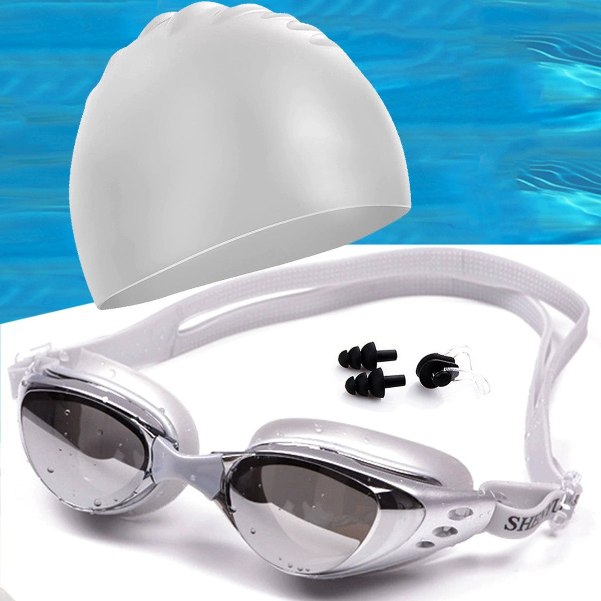 Schwimmset mit Ergonomischer Schwimmbrille und Silikonhaube Brehn