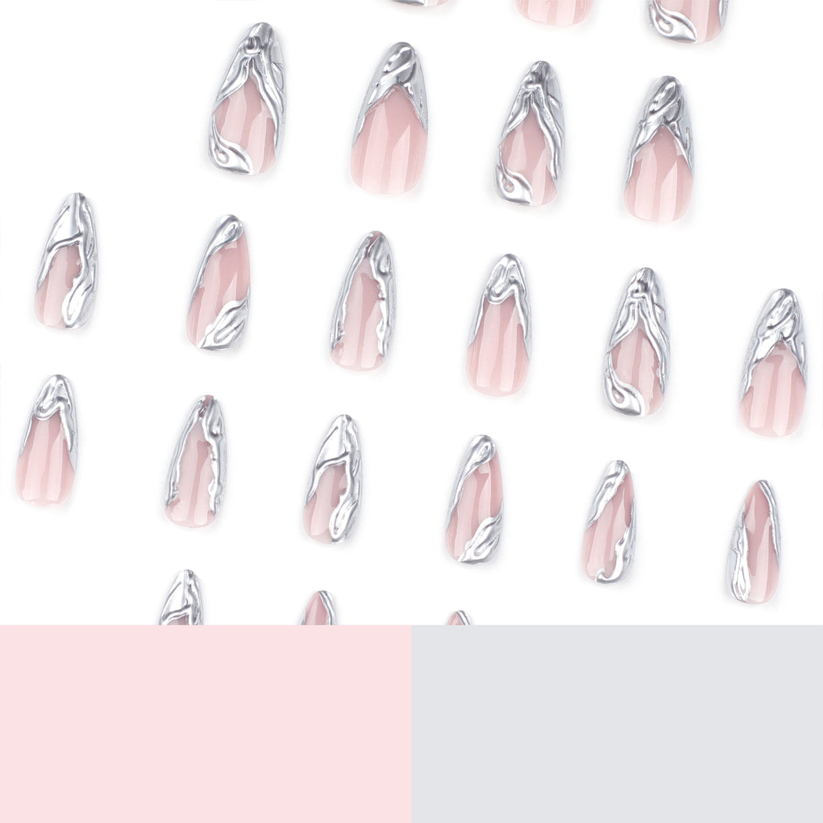 Kunstvolle Acryl-Stiletto-Nägel mit eleganten Metallic-Verzierungen Brehn