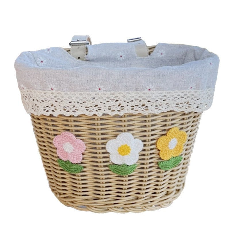 Blumengestickter geflochtener Aufbewahrungskorb Brehn