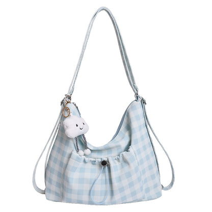 Gingham-Print Schlapp Schultertasche