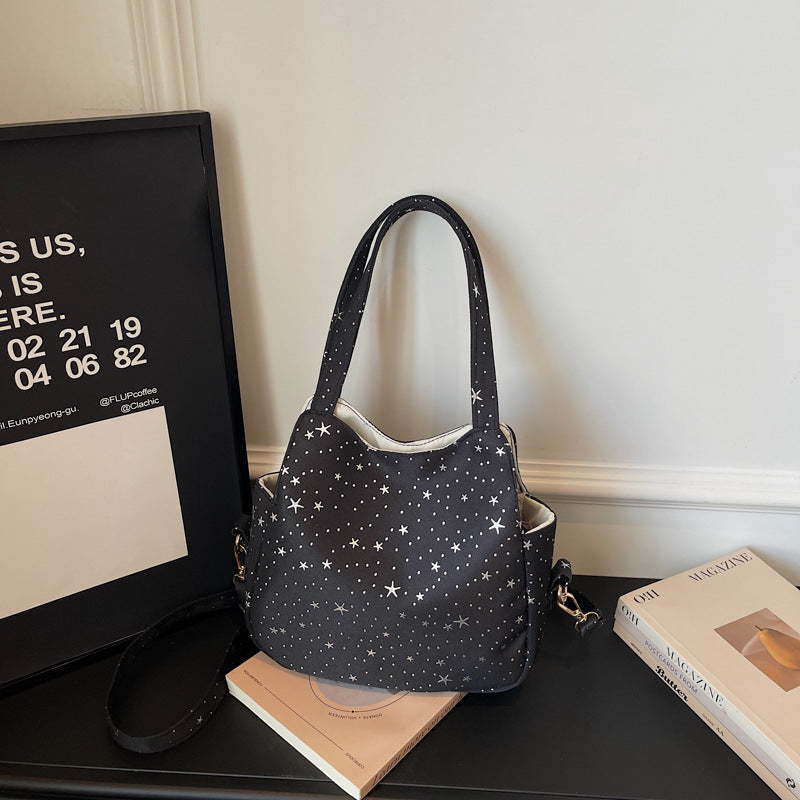 WoStar-Mustered Canvas Hobo Tasche Brehn