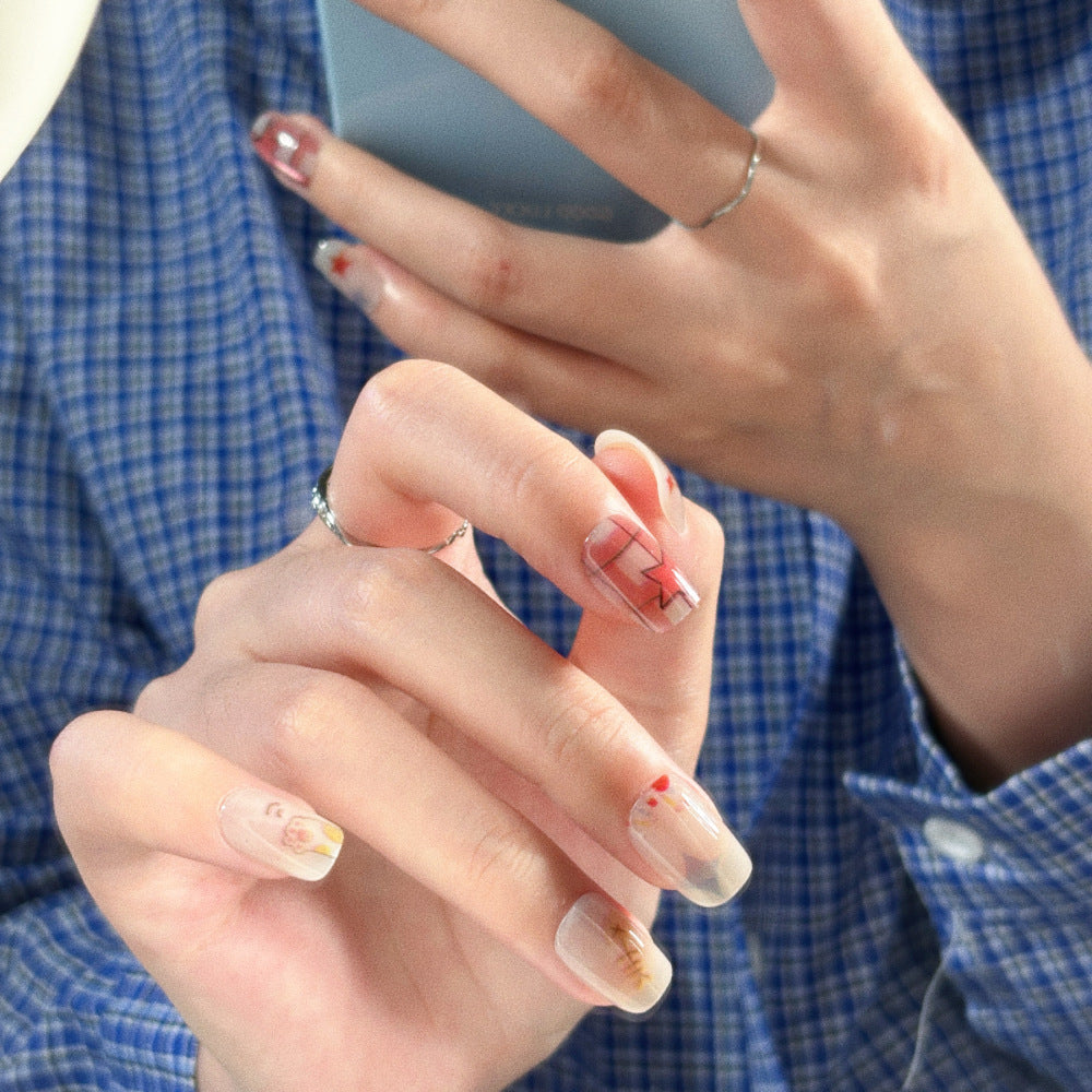 Kreatives Illustratives Press-On Nagelset Brehn