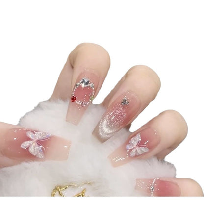 Künstlerisches 3D Floral Press-On Nail Set Brehn