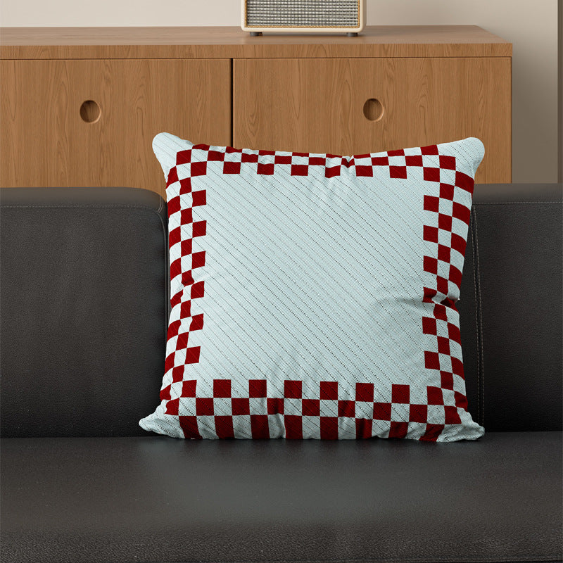 Decorative Square Cushion Cover with Grid Quilting, Contrast Piped Edge and Laced Side Detail