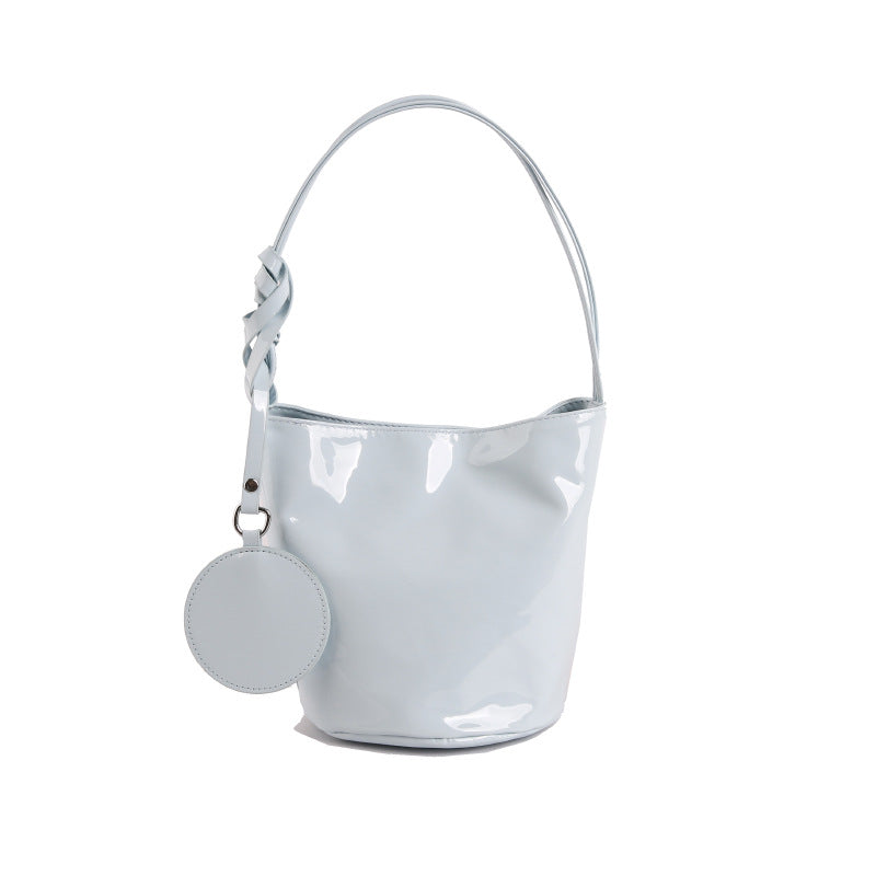 WoChic Patente Leder Eimer Tasche Brehn